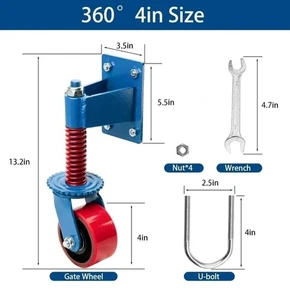 Heavy Duty Fence Gate Wheels 4 Inch for Metal Tube or Wood Gates 6D - Picture 1 of 4