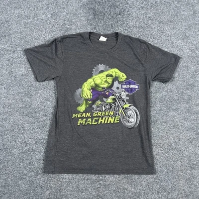 Harley-Davidson Hulk Shirt Youth XL Mean Green Machine Marvel Biker Motorcycle - Image 1 of 4