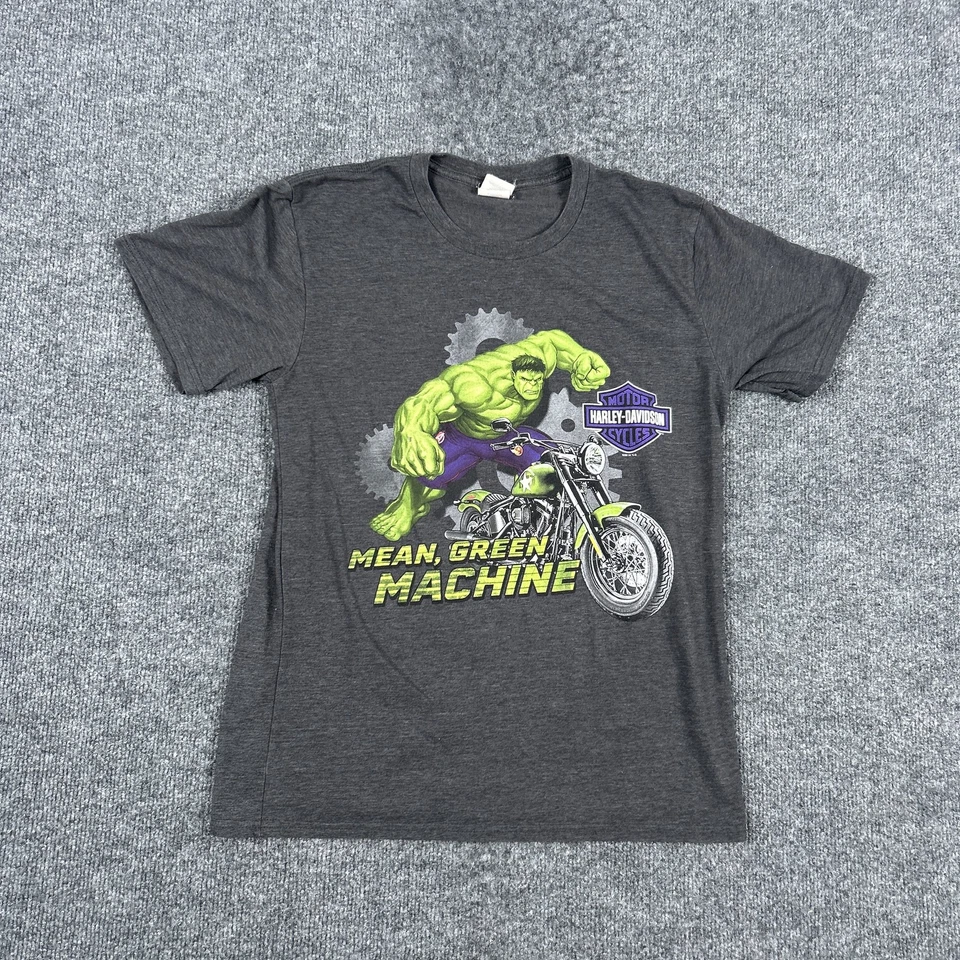 Harley-Davidson Hulk Shirt Youth XL Mean Green Machine Marvel Biker Motorcycle - Image 1 of 4