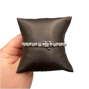 7.5” .25cwt Genuine Diamond Tennis Bracelet In .925 Silver - Picture 1 of 3