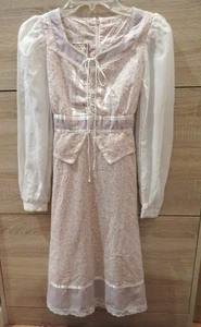 Gunne Sax Jeunes Filles Jessica Girl Sz 12 Prairie Cottagecore Peplum Dress Pink - Picture 1 of 19