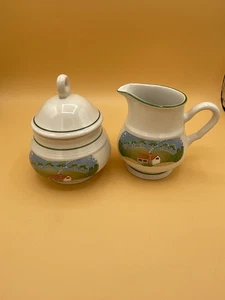 (320) Vintage Sangostone Landhaus Milchkännchen & Zuckerdose mit Deckel Set - Bild 1 von 7