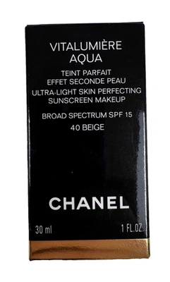 Chanel Vitalumiere Aqua Makeup Foundation Spf 15 30ml 40 Beige Brand NEW IN BOX - Image 1 of 4