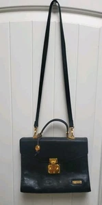 Near Mint Cute HCL Black Leather Shoulder Bag 9.5"x7"x3" Made In Germany EUC - Picture 1 of 13