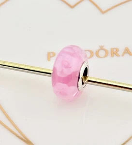 New 100% Genuine Pandora Pink Nostalgic Roses Murano Glass Charm 791653 - Picture 1 of 8