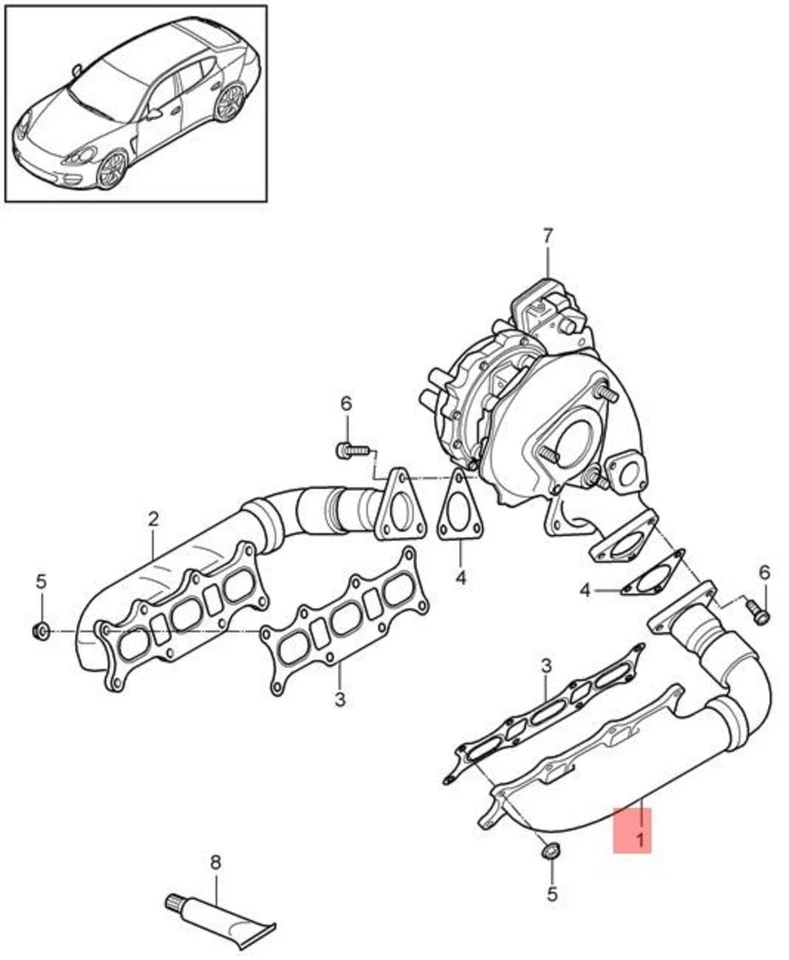 Genuine PORSCHE Cayenne Macan Exhaust Manifolds Cylinders 4-6 Left 95811112921 - Image 1 of 1