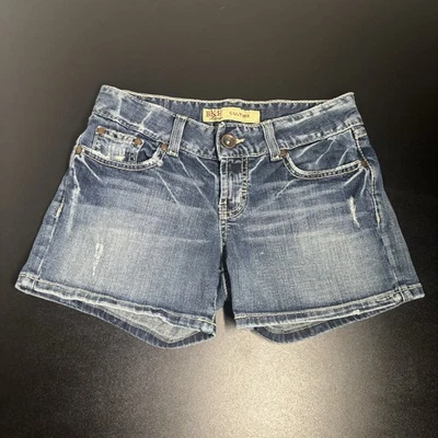 Pantalones Cortos BKE Culture Elastizados Envejecidos Azul Denim Mujer Talla 26x4 Informales Y2K Foto 1 de 4