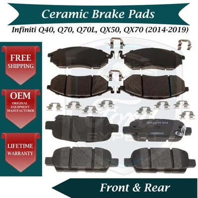 Комплект первоклассных оригинальных передних и задних керамических тормозных колодок для Infiniti 9 Year War 2014-2019 годов выпуска - Изображение 1 из 4
