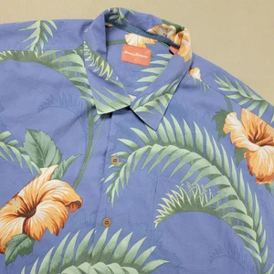 VTG Tommy Bahama Mens 2XL Purple All Over Floral Hawaiian Button Up 100% Silk - Picture 1 of 6