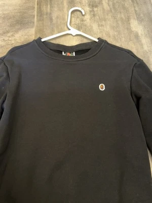 A Bathing Ape Bape Black Crewneck Pullover Sweatshirt Size Medium - Image 1 of 4