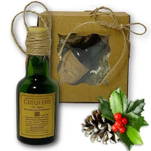 Chequers Scotch Whisky Artisan Vintage Miniature Glass Bottle Unique Ornament - Picture 1 of 6