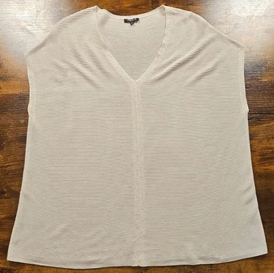 Suéter Pullover Rafia Beige Sin Mangas Lafayette 148 New York Talla XL Foto 1 de 4