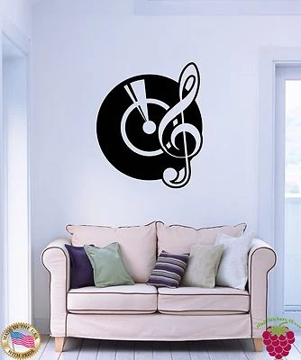 Pegatina de Pared Gramófono Notas Música Genial Decoración Moderna para Sala de Estar (z1503) Foto 1 de 3