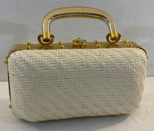 Vintage Italian Woven Purse White Forsum Clutch Closure - Picture 1 of 12