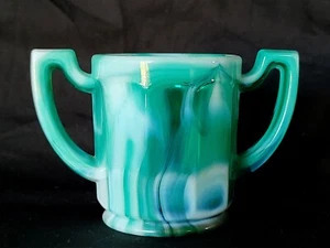 Imperial Glass Colonial Green Slag Colonial 2-Handled Toothpick Holder - Picture 1 of 6