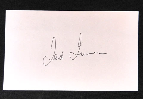 Ted Turner Signed Autograph Index Card i Cover
