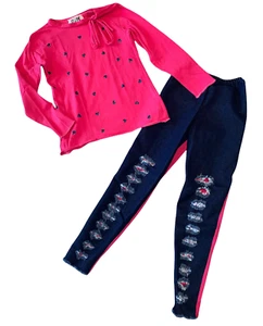 Hope Jeans girls 2pc glitter hearts top and ripped denim jeggings outfit set 10 - Picture 1 of 3