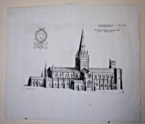 Daniel King (d. 1664), The North Prospect of ye Cathedral Church of Chichester - Picture 1 of 5
