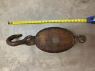 Huge vintage block & Tackle Hook Barn Rustic 22 Inches 20 Pounds