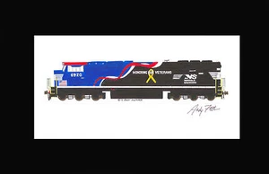 Norfolk Southern 6920 SD60E Veteranos 11""x17"" Estampado Enmarañado Andy Fletcher Firmado - Imagen 1 de 1