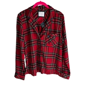 Neu mit Etikett Abercrombie & Fitch rot kariertes Damen-Weihnachts-Pyjama-Oberteil, M - Bild 1 von 5