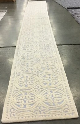 LT BLUE / IVORY 2'-6" X 22' Back Stain Rug, Reduced Price 1172657416 CAM123A-222 - Image 1 of 4