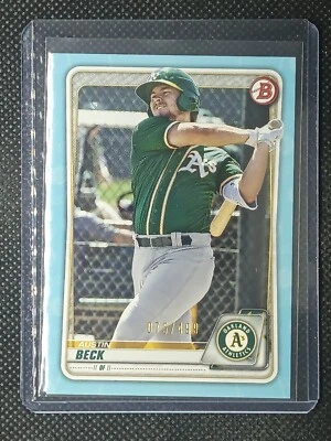 Austin Beck 2020 Bowman Sky Blue #/499 Oakland Athletics - Image 1 of 2