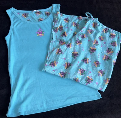 NEW Villa Frienze 2 Piece Summer Pajama Set True Love Rose Flower Blue Jr Small - Image 1 of 4