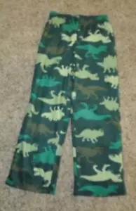 Boys Pajamas Lounge Pants Green Camo Dinosaur Climasmart Fleece-size 8/10 - Picture 1 of 4