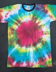 Mehrfarbiges Regenbogen Batik gefärbtes Ringer T-Shirt Medium (38-40") - Bild 1 von 1