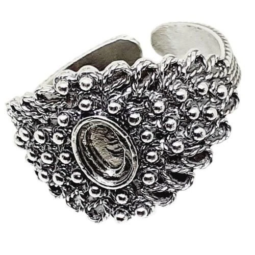 Coralli di Sardegna Base Anello Filigrana Sarda Argento Brunito Foglioline  - Immagine 1 di 1