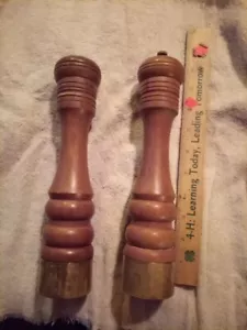 Vintage Nasco Wood Saltshaker & Pepper Mill Grinder 10" Tall Made In Japan - Picture 1 of 5