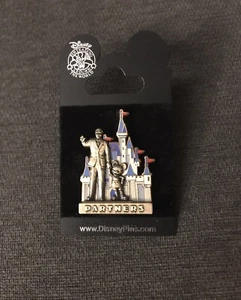 New Pin Disneyland Castle Walt Mickey PARTNERS statue 2-D Pewter Gold Trim +Map - Picture 1 of 11