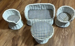 Lot 4 Doll House Wicker Furniture Patio Chair Sofa Table Set - Picture 1 of 17