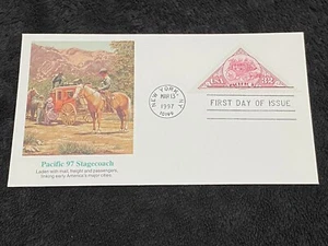PACIFIC 97 STAGECOACH Mar. 13, 1997 First Day of Issue Stamp & Envelope - Picture 1 of 6