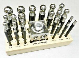 Dapping Set Punches & Block Steel Forming 24pc for Jewelry Repousse Silversmith