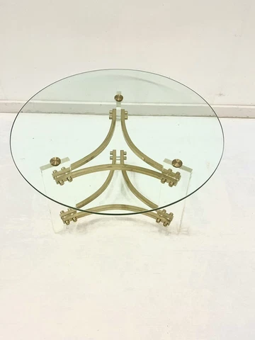 Vintage Charles Hollis Jones lucite brass & glass side table Cover