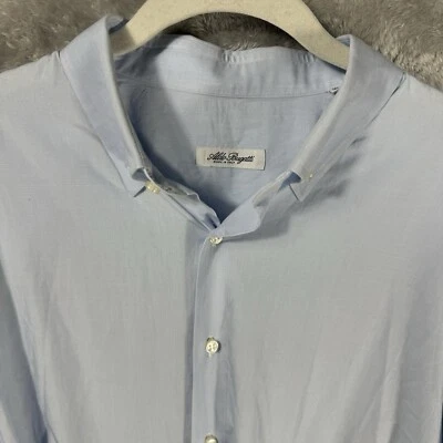 Camisa de vestir azul italiana para hombre 18 45 calce clásico algodón a rayas trabajo de negocios Foto 1 de 4