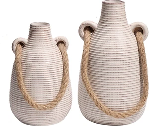 Farmhouse Ceramic Flower Vase for Home Decor, Boho Vases for Pampas Grass, Rusti - Picture 1 of 8