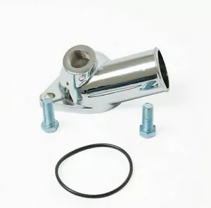 1966-75 SB BB Chevy Water Neck Thermostat Housing 1/2" Temp Port 90 Deg Chrome - Picture 1 of 1