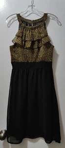 Francesca's Paraella Women's Mustard/Black Chiffon Lined Dress Size M - Picture 1 of 2
