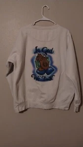 Be Official In God We Trust Graffiti Spray Paint Style Sweatshirt XL Hip Hop Rap - Picture 1 of 7