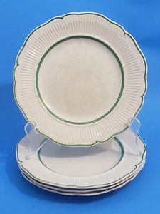 4 Vintage Royal Doulton Bread & Butter Plates c1900 Green Scalloped Trim England - Picture 1 of 15