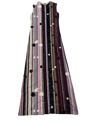 Raro Vestido Vaina Mr. Blackwell Años 70 Rayas Gráficos Adornados Lentejuelas Talla 10 Foto 1 de 4