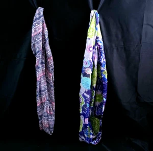 2 Long Infinity Scarves Floral Geometric Designs Wrap Neck Arizona Jean Co Y2K - Picture 1 of 12