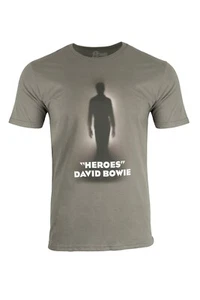 David Bowie Heroes Grey Weathered Effect Silhouette Official T Shirt - Picture 1 of 2