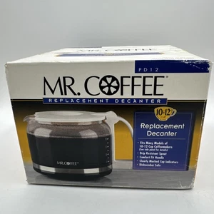 Mr Coffee PD12 Replacement Part Glass Decanter Carafe Pot 10-12 Cups White NOS - Picture 1 of 12