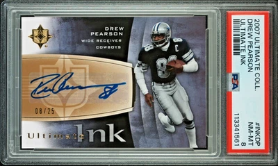 DREW PEARSON 2007 UD Ultimate Collection Ink Autograph 08/25 PSA 8 NM-MT (Pop 1) - Image 1 of 3