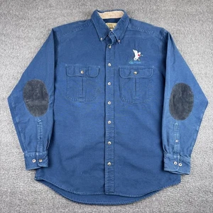 Cabela's Shirt Mens Large Tall Blue Chamois Mallard Duck Embroidered Elbow Patch - Picture 1 of 8