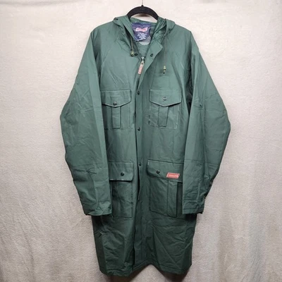 Coleman Mens Medium Rain Hooded Jacket Coat Green Camping Outdoorsy  - Image 1 of 4